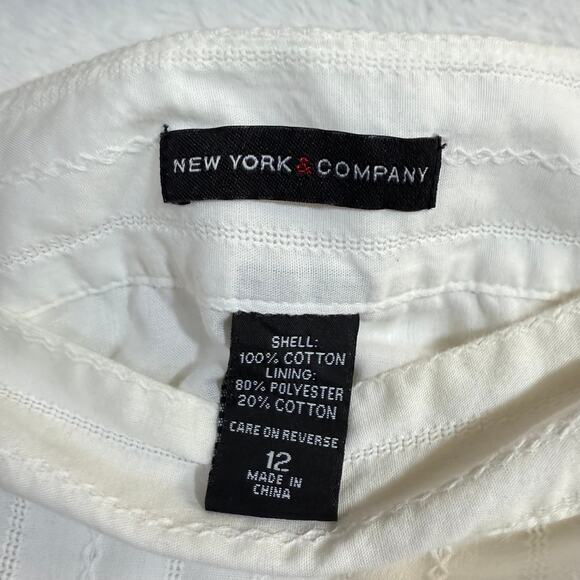 NY&CO 12 White Skater Skirt Cotton Lined Mini Summer Boho Cottagecore‎ Softgirl - Picture 5 of 9